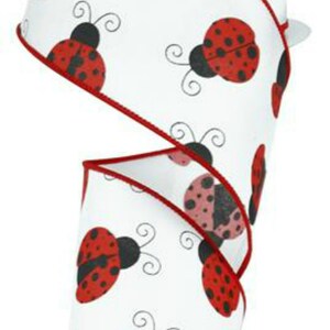 2.5in White Satin Ladybug Ribbon (10 Yards) - Etsy