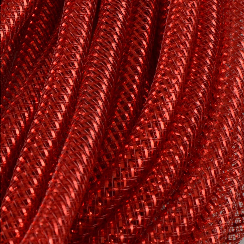 Deco Flex Tubing Ribbon Metallic Red 8mm x 30 Yards