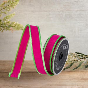 1in Accent Cord Ribbon: Hot Pink/Lime (10 Yards)