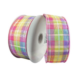 Cinta Kennedy de 1,5 pulgadas con cuadros pastel: rosa (10 yardas)