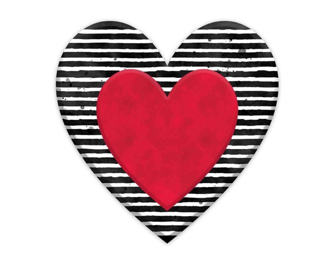 12 Metal Embossed Heart Hanger Striped Heart Etsy