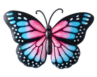 12in Metal Embossed Butterfly: Pink Monarch