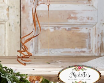 39in Glitter Loop Ribbon Spray: Orange