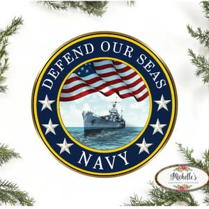 Defend Our Seas US Navy Round Sign - Wreath Enhancement