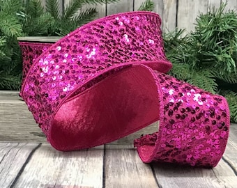 Nastro di paillettes metallizzate da 2,5 pollici: rosa acceso (10 iarde)