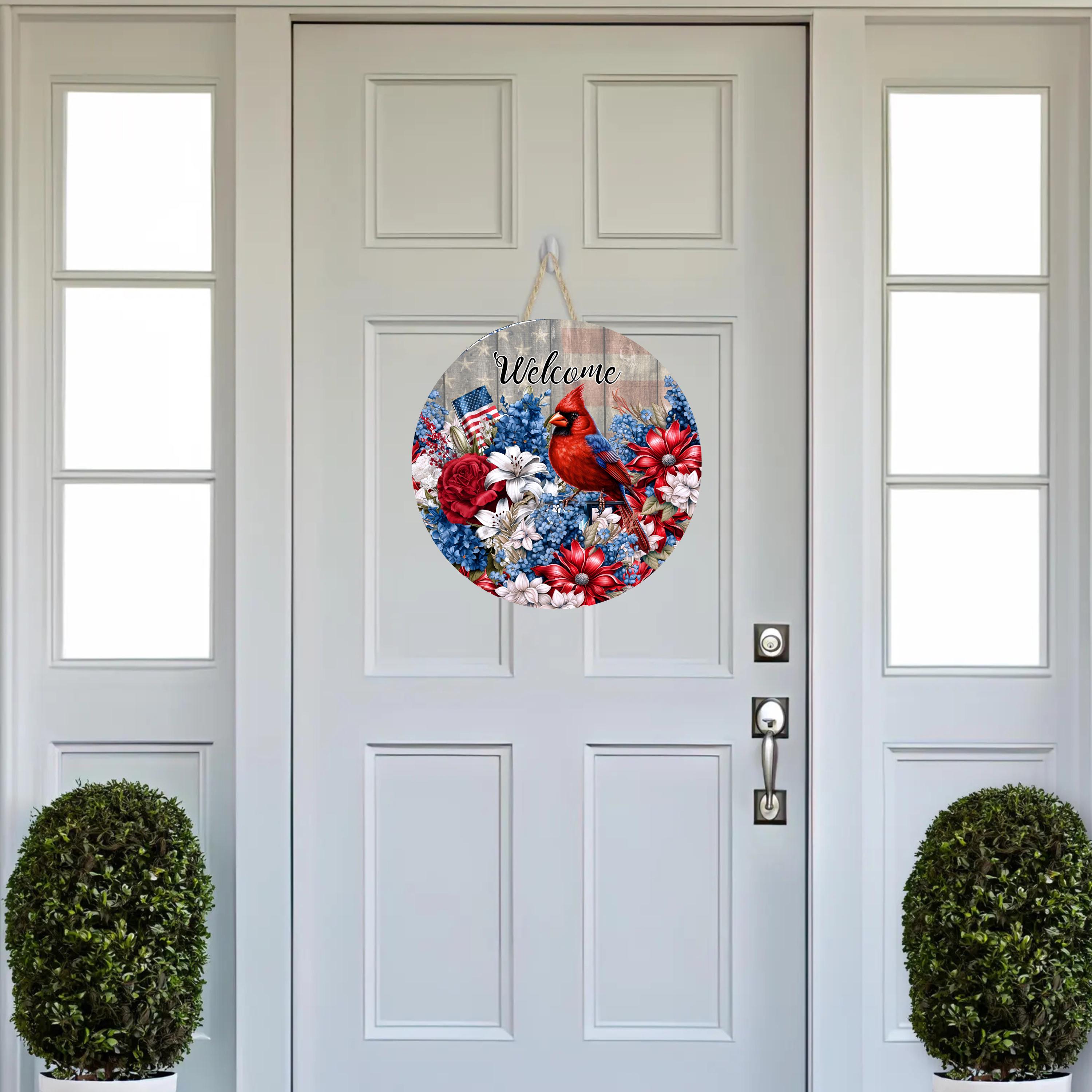 Patriotic Welcome Floral Cardinal Sign - Etsy