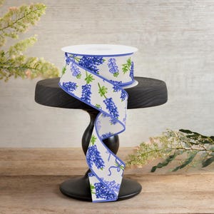 1.5in Bluebonnets Pattern Ribbon: Ivory (10 Yards)