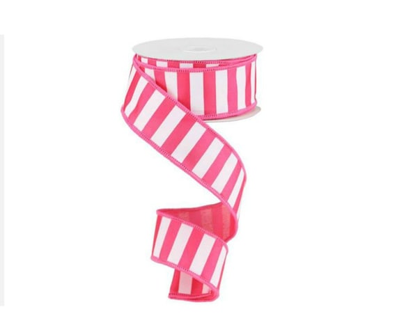 1.5 Thin Stripe Edge Ribbon: Light Pink (10 Yards)