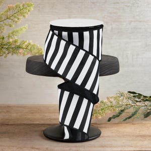 2.5in Horizontal Black & White Stripe Ribbon (10 Yard)