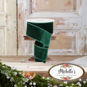 2,5 inch luxe fluwelen lint: jagersgroen (10 meter)