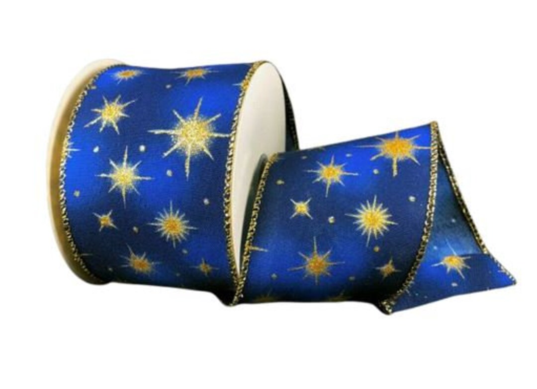 2.5in Gold Stars Navy Skies Ribbon: Navy Blue 10 Yards - Etsy