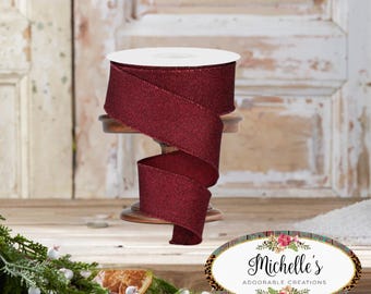 1.5in Fine Glitter On Royal Ribbon: Burgundy (10 Yards)