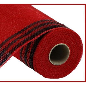 10in Border Stripe Metallic Mesh: Red/Black (10 Yards)