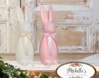 16 in Pale Flocked Bunny