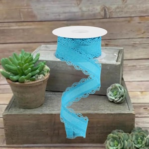 1.5in Scalloped Edge Ribbon: Turquoise (10 Yard)