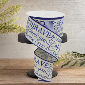 2.5in United States Navy Ribbon: Natural & Blue  (10 Yards)