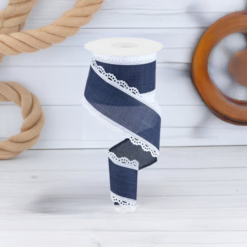 Navy Neck Ribbon Navy and White Ribbon - Etsy