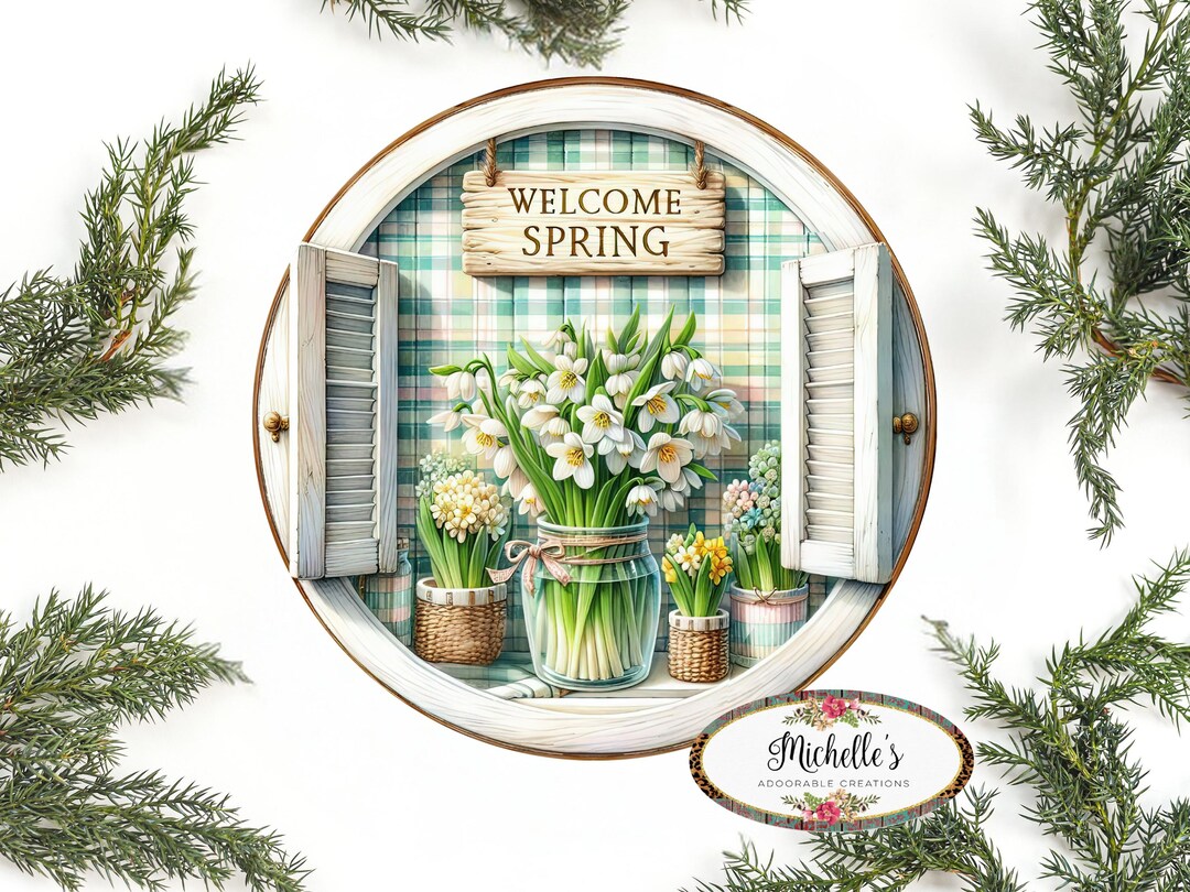 Welcome Spring Floral Metal Sign - Etsy