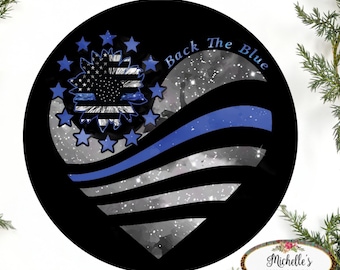 Thin Blue Line Heart Support Sign