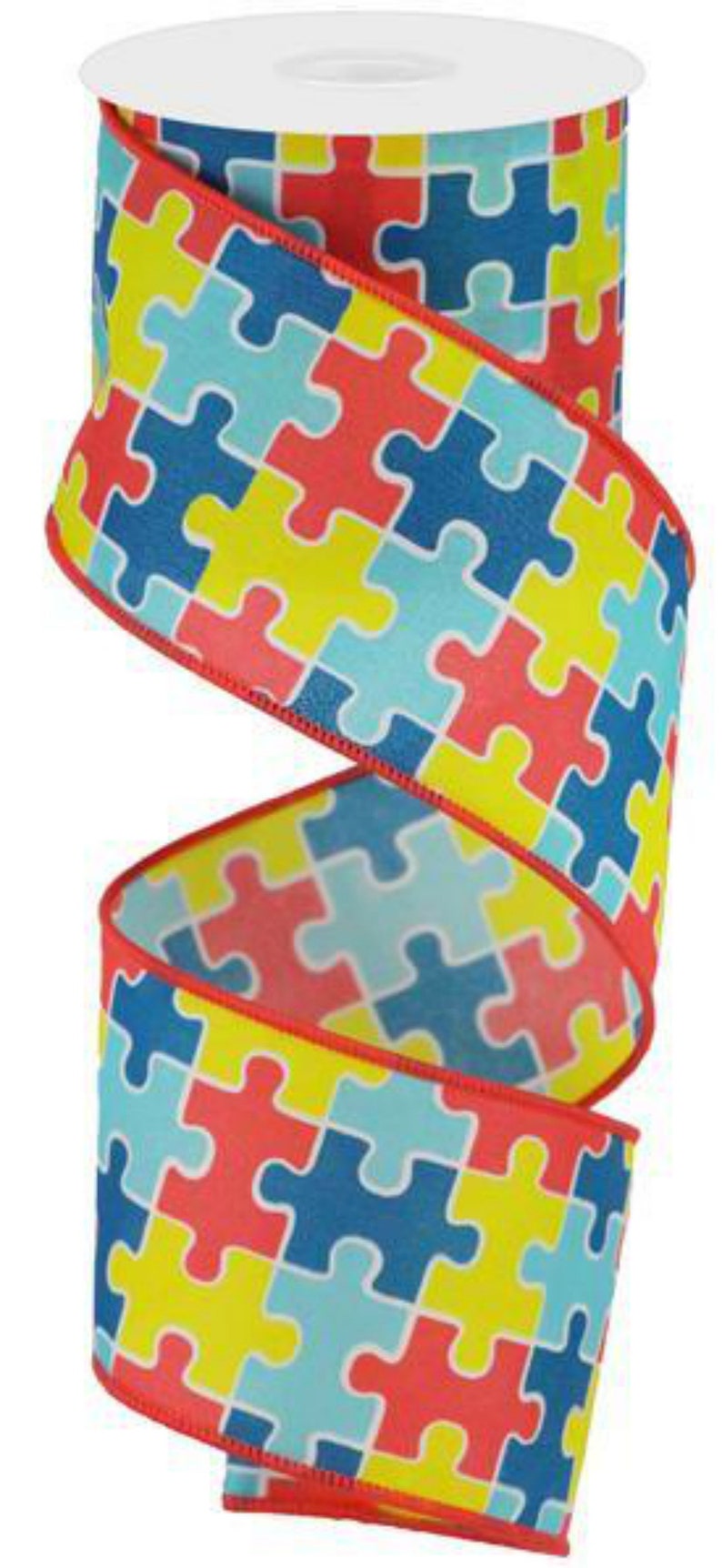 2.5 Puzzle Piece Ribbon Autism Awareness 10 Yards Etsy