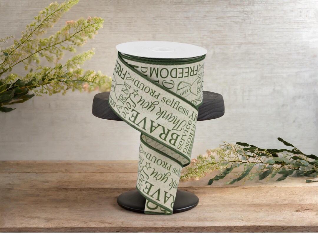 2.5in Army Ribbon: Army Green & Natural (10 Yards) - Etsy