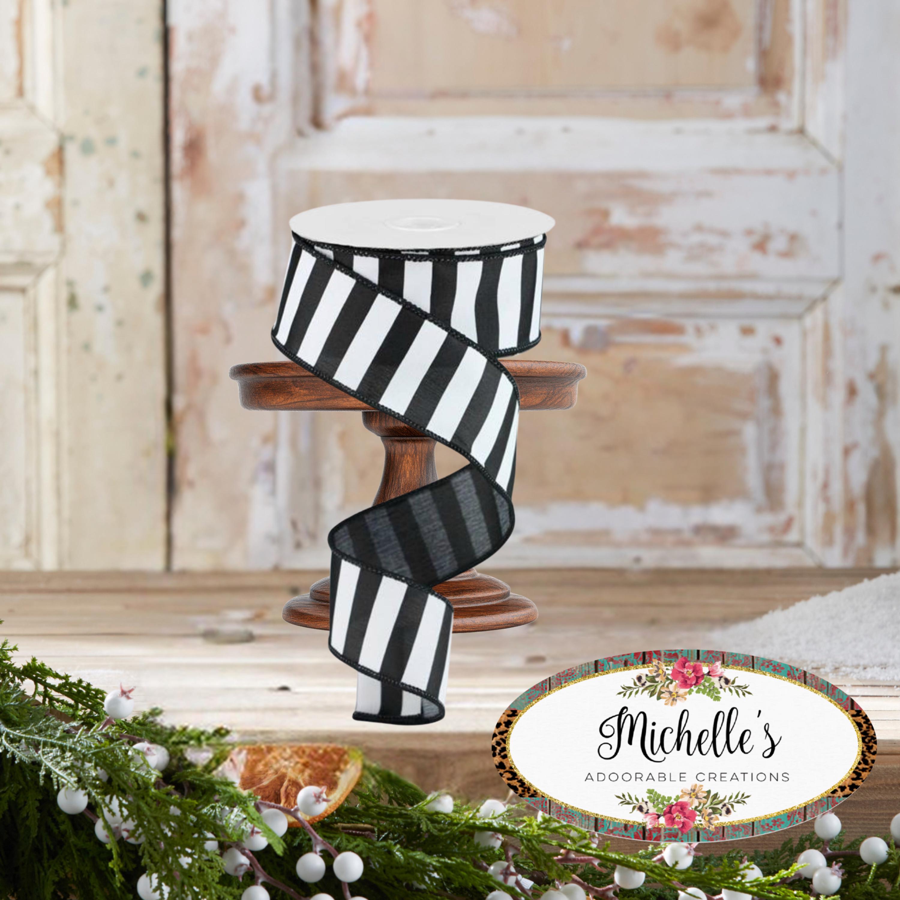 1.5in Medium Horizontal Stripe Ribbon: Black & White (10 Yards) - Etsy