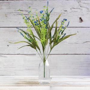 21in Flower & Grasses Filler Bush: Blue