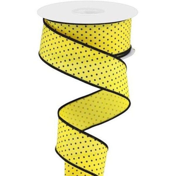 1.5in Swiss Dots Ribbon: Sun Yellow & Black (10 Yards)