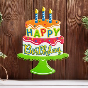 14.5in Metal Sign: Birthday Day Cake