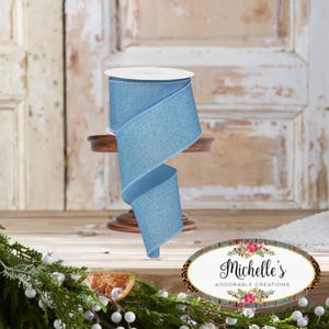 2.5in Fine Glitter On Royal Ribbon: Pale Blue (10 Yards)