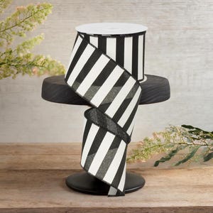 2.5in Medium Horizontal Striped Ribbon: Black/White (10 Yard)