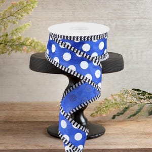 1.5in Large Polka Dot Stripe Ribbon: Royal Blue (10 Yards)