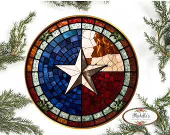 Texas Lone Star State Round Sign - Wreath Enhancement