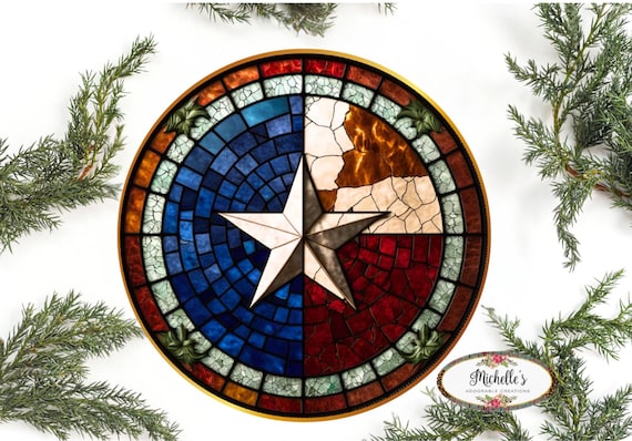 Texas Lone Star State Round Sign - Wreath Enhancement