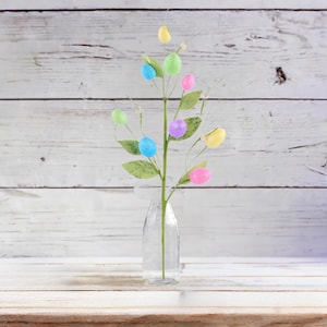 18in Iridescent Glitter Egg and Pip Leaf Spray