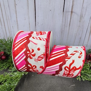 2.5in Glitter Loopy Ric Rac Ribbon: Red, Pink and White