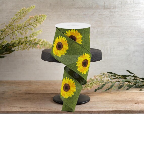 2.5in Moss Green Sunflower Ribbon - Etsy Norway