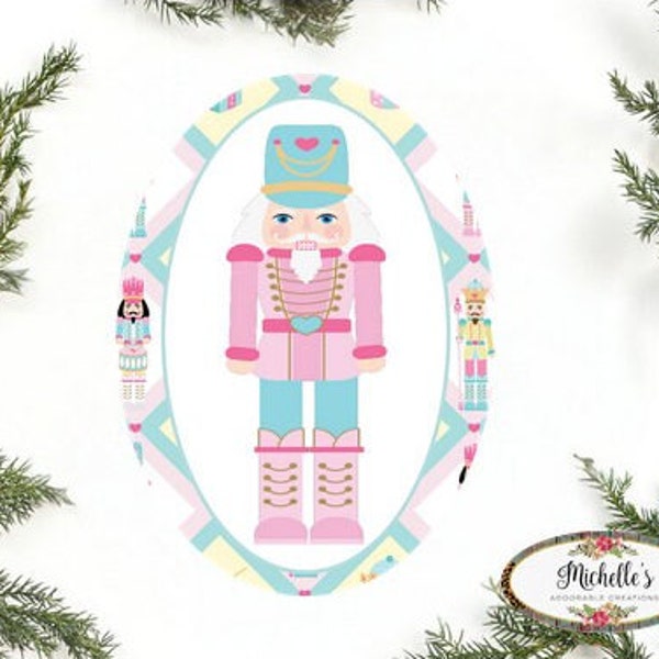 Oval Pink Nutcracker Sign - Wreath Enhancement