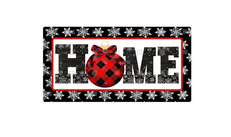 Wreath Enhancement Home Buffalo Plaid Christmas Sign