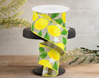 2.5in Lemon On Royal Ribbon: Natural (10 Yards)