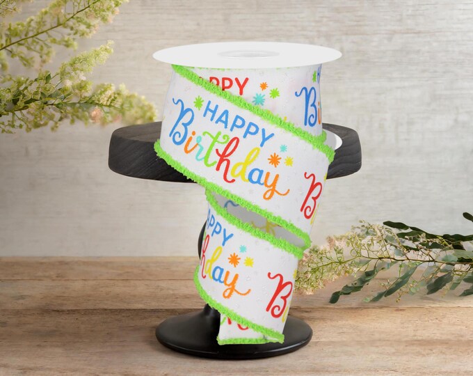 2.5in Happy Birthday Script Ribbon: Primary Colors - Etsy
