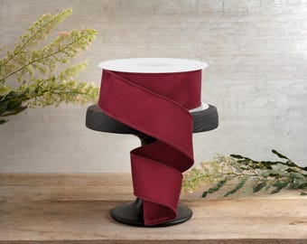 1.5in Diagonal Weave Fabric Ribbon: Wine (10 Yards)