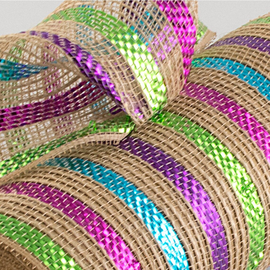 10 Poly Jute Deco Mesh Metallic Pastel Stripes Etsy