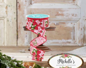 1.5in Strawberries Ribbon: Pink (10 Yards)