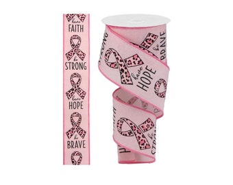 A1W GROSGRAIN RIBBON 1.5 Breast Cancer Awareness Paw Prints Printed Buy Another One, Add to Cart,  Save on Combine Shipping