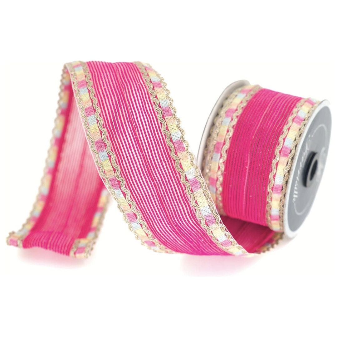 2.5in Pastel Border Ribbon: Hot Pink (10 Yards) - Etsy