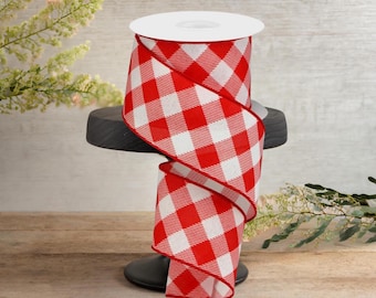 6 cm Webband mit Karos und diagonalen Streifen: Rot (10m)