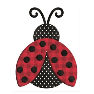 12in Metal Embossed Ladybug Hanger: Polka Dot/Plaid