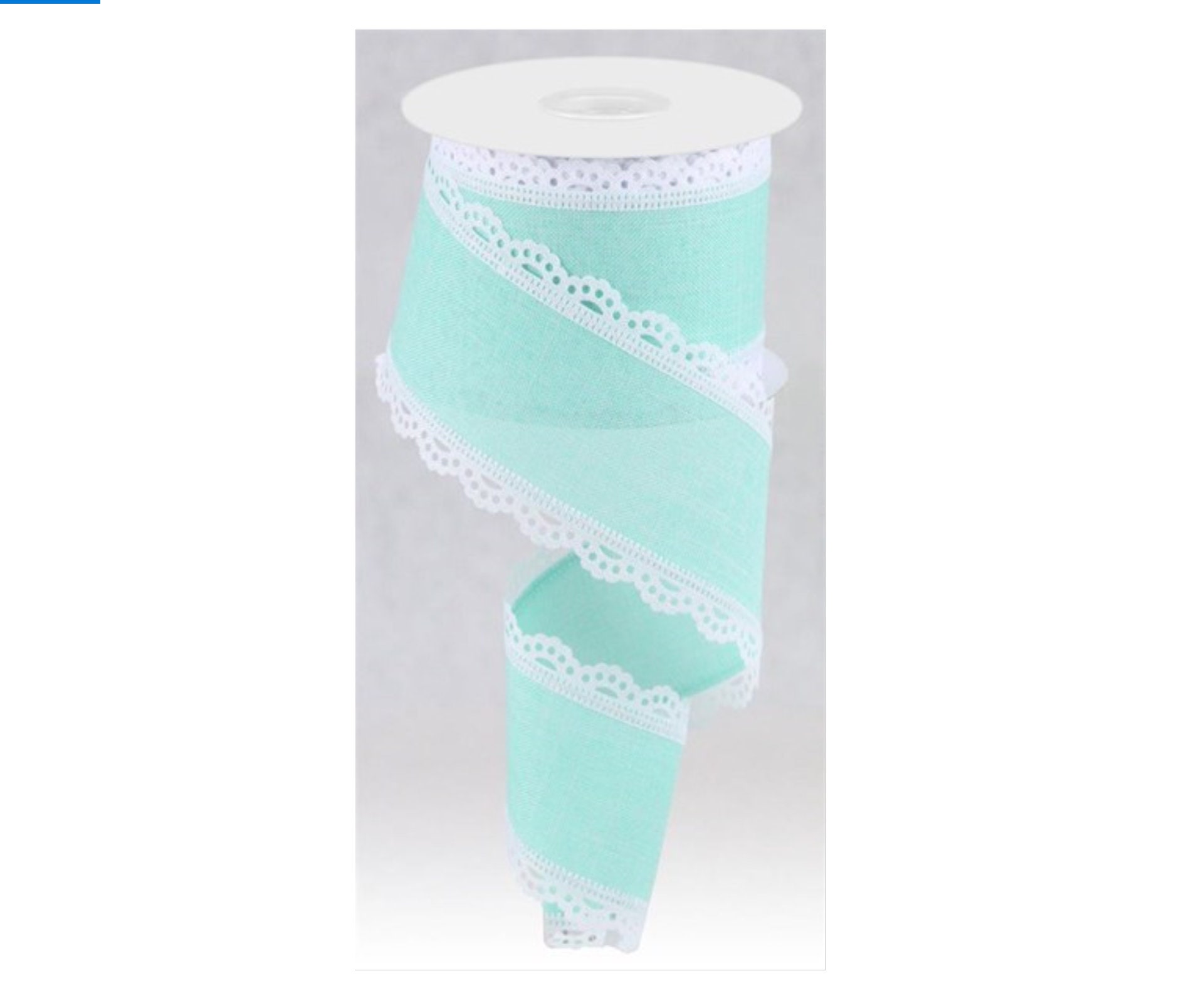 Mint Green Vintage Floral Ribbon with Scalloped Edge
