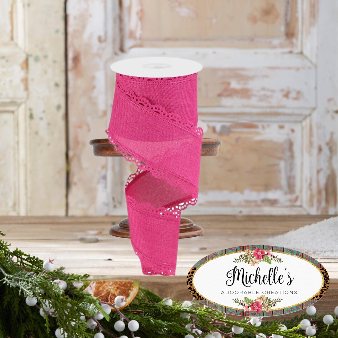 2.5in Scalloped Edge Ribbon: Fuchsia (10 Yard) - Etsy